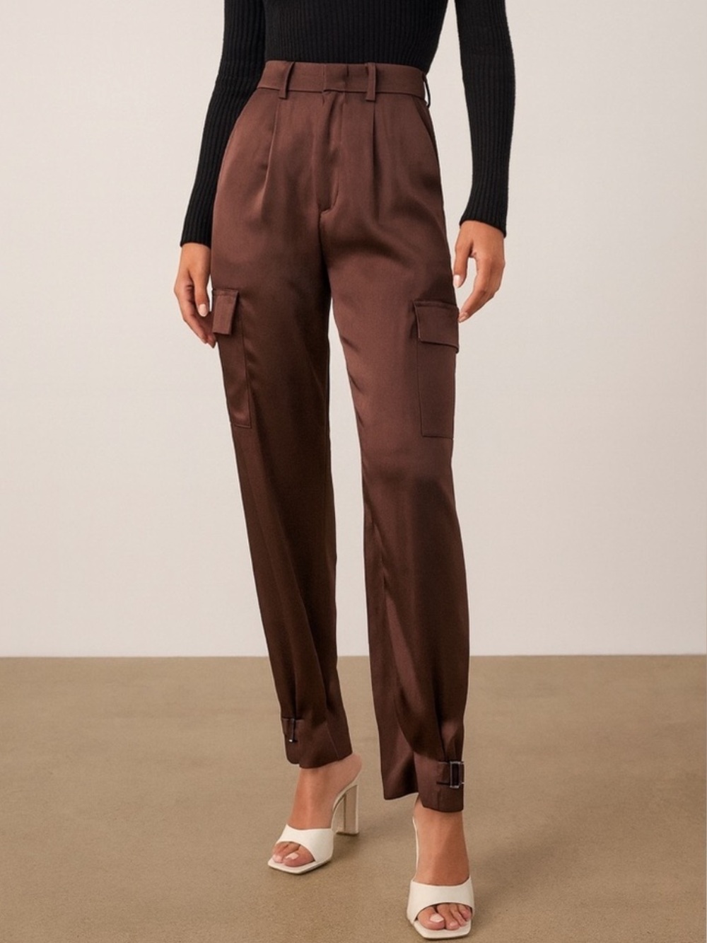 Aritzia Babaton Brown Refined Silky Cargo Pant